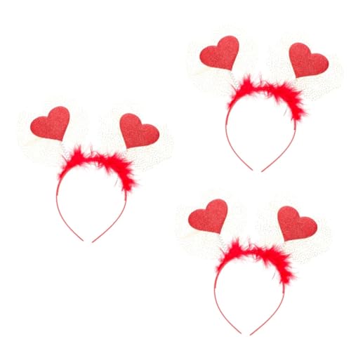 ABOOFAN 3 Stück Liebes Stirnband Glitzer Herz Bopper Hoop Amor Bopper Liebe Pailletten Stirnband Turban Stirnband Valentinstag Herz Stirnband Zubehör Kind Kunststoff Hochzeit Foto von ABOOFAN