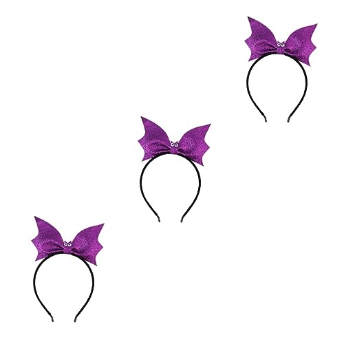 ABOOFAN 3 Stück Mädchenkleidung Mädchenkleidung Lila Pailletten Tierohren Stirnband Fledermausohren Halloween Fledermausflügel Haarband Kreative Kopfbedeckung Pailletten Performance von ABOOFAN