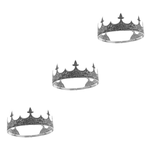 ABOOFAN 3 Stück Metallkrone Braut Schwarz Krone Für Männer Retro Königskrone Königin Tiaras Königliches Kostümzubehör Performance Kopfbedeckung Herren Geburtstagskrone Königskronen Für von ABOOFAN