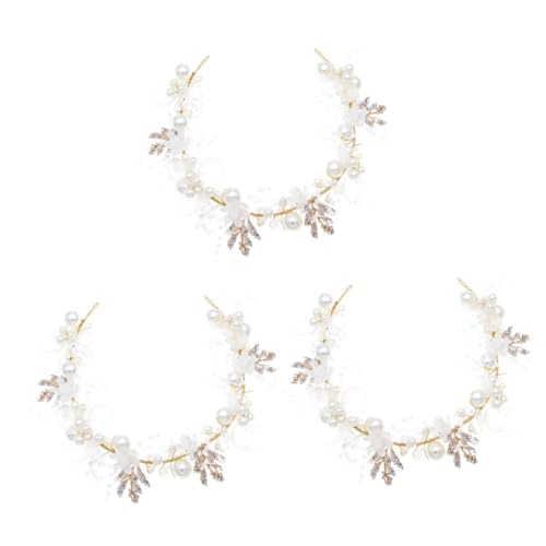 ABOOFAN 3 Stück Perlen- Und Diamant-Stirnband Braut-Kopfschmuck Für Hochzeit Goldene Haar-Accessoires Hochzeitsschmuck Hochzeits-Haar-Accessoires Kind Blumenmädchen Strasssteine von ABOOFAN