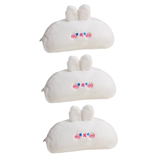 ABOOFAN 3st Plüsch Federmäppchen Kaninchen-kosmetiketui Federmäppchen Aus 3D-plüschtier Große Bleistift-Aufbewahrungstasche Plüsch-stifttasche Toilettenartikel Staubdicht Weiß Mädchen von ABOOFAN