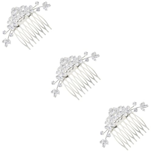 ABOOFAN 3 Stück Ponykamm Damen Haarspangen Kristall Haarkamm Hochzeit Kopfschmuck Für Braut Perlen Haarkamm Haarkamm Für Braut Seitenhaar Blumen Für Frauen Hochzeit Braut Kopfschmuck von ABOOFAN