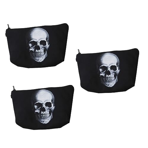 ABOOFAN 3st Totenkopf Handtaschen Reisebrieftasche Gotische Handtasche Damenbrieftasche Gothic Umhängetasche Totenkopf Geldbörse Skelett Geldbörse Fräulein Drucken Makeup Tasche von ABOOFAN