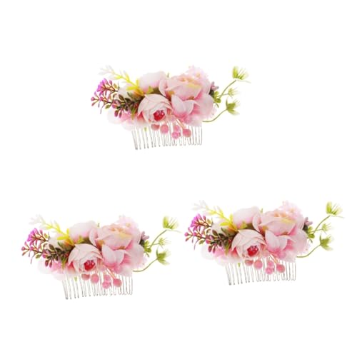 ABOOFAN 3 Stück Rosen-Haarkamm Brautkopfschmuck Für Hochzeit Haarkämme Für Hochzeit Blumen-Haarspangen Für Frauen Blumenmädchen-Haarspange Blumen Für Haare Miss Tiara von ABOOFAN