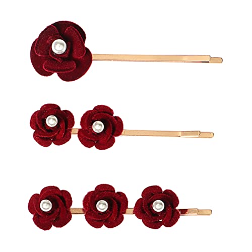 ABOOFAN 3st Rosafarbene Haarspange Hochzeit Haarnadel Rot Haarspangen Für Mädchen Rosen-haarschmuck Süßer Bobby Haarspangen Für Damen Blumenhaar Seidenstoff Spannzange Wild Fräulein von ABOOFAN