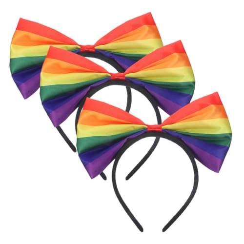 ABOOFAN 3 Stück Teiliges Bunte Regenbogen Haarbänder mit Schleife für Damen und Mädchen Komfortable Vielseitige Haarschmuck Accessoires für Alltag Feste und Besondere Anlässe von ABOOFAN