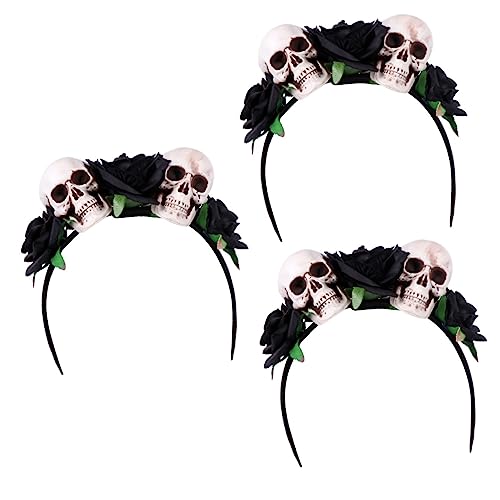 ABOOFAN 3st Totenkopf-stirnband Brautkopfschmuck Für Die Hochzeit Tote Blumenkrone Hochzeitskopfschmuck Für Die Braut Blumenhaarbänder Blumenfest-stirnband Rose Die Blumen Haarring Stoff von ABOOFAN