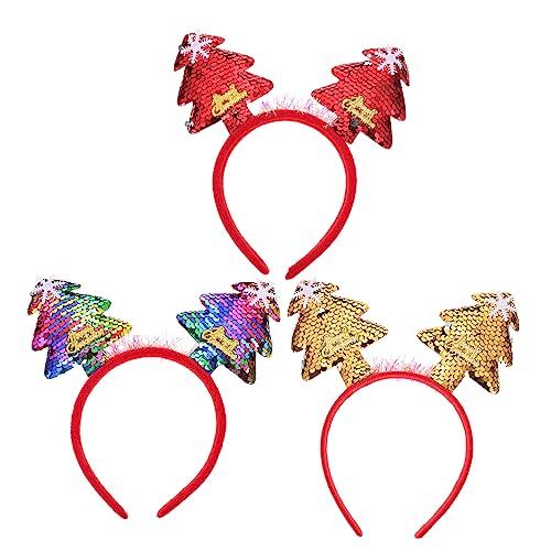 ABOOFAN 3st Weihnachtsstirnband Pailletten-stirnbänder Für Mädchen Mädchenhafte Geschenke Pailletten Weihnachtshaarband Glitzerkopf Bopper Urlaub Neu Rutschfest Kind Kleidung Plastik von ABOOFAN