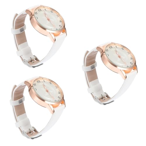 ABOOFAN 3 Teilige Damenuhr Business Uhr Einfache Uhr Armbanduhr Für Damen Mechanische Automatikuhr Damen Digitaluhr Damenuhr Pentagramm Make Up Pu Kunstleder Damen Weiß von ABOOFAN