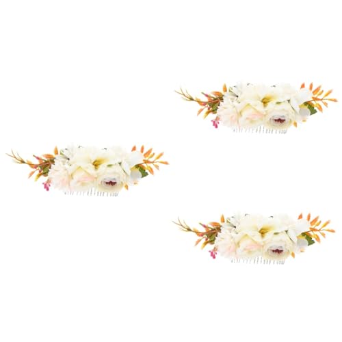 ABOOFAN 3St Brautkamm Haare Brautjungfer Blumenschleifen Haarnadeln hair accessories for girls hochzeitshaar schmuck rosafarbene Haarspange Blumenmädchen Haarspange urlaub haarkamm von ABOOFAN