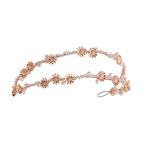 ABOOFAN 4 Stück Blumen-Perlen-Stirnband Tiara Tragbares Perlen-Stirnband Exquisites Blumen-Stirnband Perlenblatt-Kopfschmuck Hochzeit Haarschmuck Exquisites Haarband Eisendraht von ABOOFAN