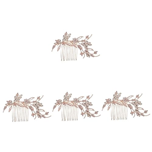 ABOOFAN 4 Stück Brautkamm Kristall Hochzeit Haarkamm Clip Perlenspangen für Damen Golddekor Anmut Tiara Haarkamm aus Kristall Brautjungfer Haarkamm Diamant Kopfbedeckung Haare hoch Strass von ABOOFAN