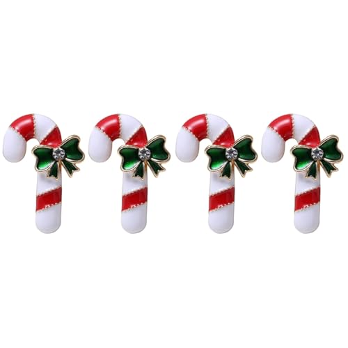 ABOOFAN 4 Stück Brosche mit Krücken Zuckerstangen-Brosche Strass-Weihnachtsstifte Geschenke Weihnachtssto Kleidungsdekoration Partydekoration Strasssteine schmücken Lavalier Stock rotieren von ABOOFAN