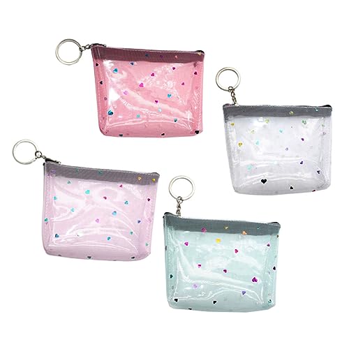 ABOOFAN 4 Stück Bargeldhalter Geldbörse Mit Reißverschluss Reisebrieftasche Armband-geldbörse Frauen Geldbörse Mini-Make-up-Tasche Transparenter Kartenhalter Damen PVC Netz Klein von ABOOFAN