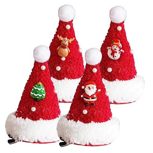 ABOOFAN 4 Stück Haarnadel Weihnachtsspangen Für Frauen Weihnachtshaarspangen Für Kinder Mini-weihnachtsmütze Weihnachtsmütze Haarspangen Weihnachtsmann-hut Geschenk Eisen Mädchen Ältere von ABOOFAN