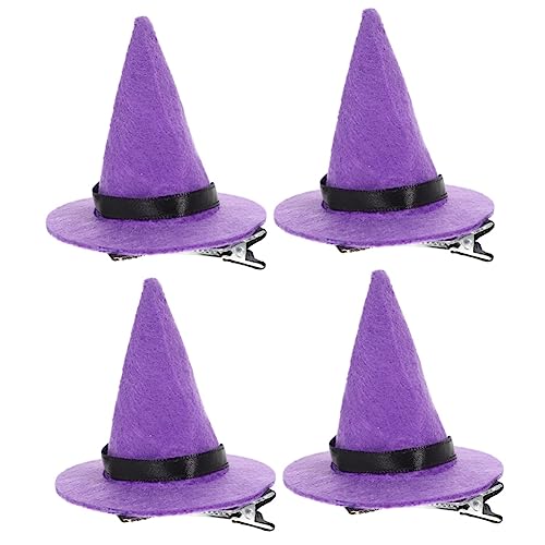 ABOOFAN Haarschmuck 4 Stück Halloween-haar-accessoires Zauberhut-stirnband Halloween-baumspitze Halloween-zaubererhut Mini-zylinder- Violett Vliesstoff Kopfbedeckung Karikatur Kind von ABOOFAN