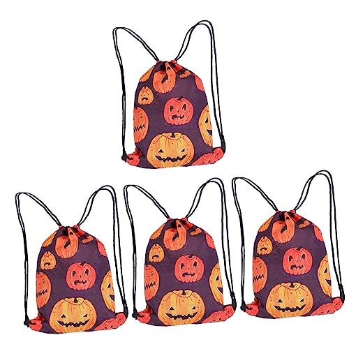 ABOOFAN 4 Stück Halloween-rucksack Süßigkeitentasche Kürbis-rucksack Mit Kordelzug Aufbewahrungstasche Für Halloween Halloween-trick Oder Sportsack Beutel Mann Snack-paket Polyester von ABOOFAN