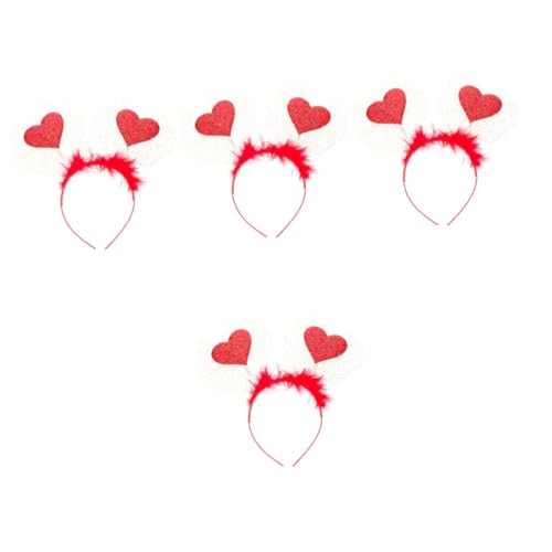 ABOOFAN 4 Stück Liebes Stirnband Rotes Herz Stirnband Amor Bopper Herzförmige Haarbänder Valentinstag Bopper Stirnbänder Reifen Rotes Stirnband Geburtstags Haar Accessoires von ABOOFAN