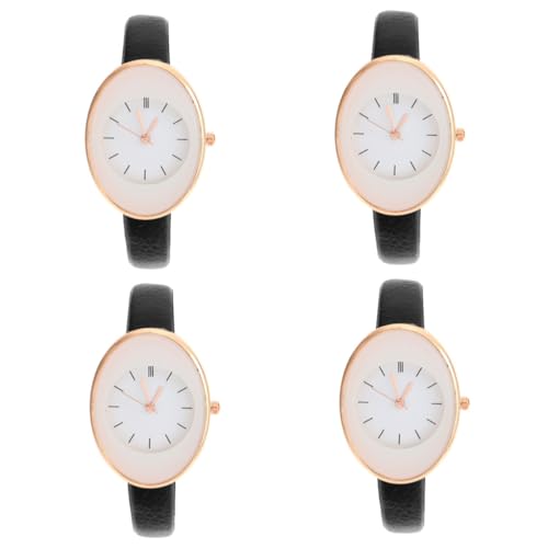 ABOOFAN 4stücke Fashionable Uhr Mit Verstellbarem Lederarmband -Armbanduhr Für Außenbereich Präzise Quarzzeitmessung Klassisches Design Für Damen von ABOOFAN