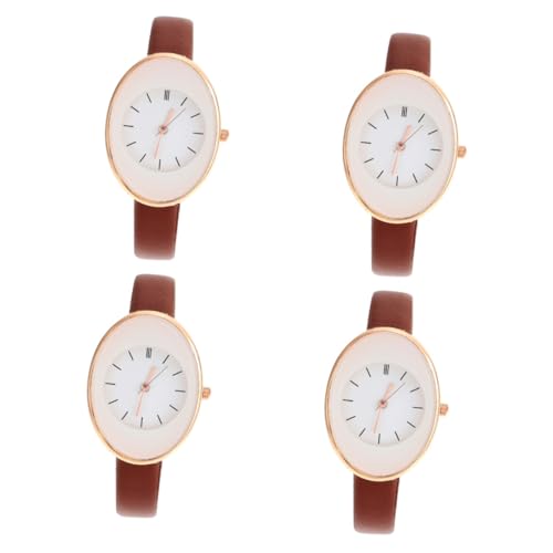 ABOOFAN 4stücke Fashionable Damen Armbanduhr Mit Verstellbarem Lederarmband -Uhr Für Outdoor-aktivitäten Design Für Genaue Zeitmessung von ABOOFAN