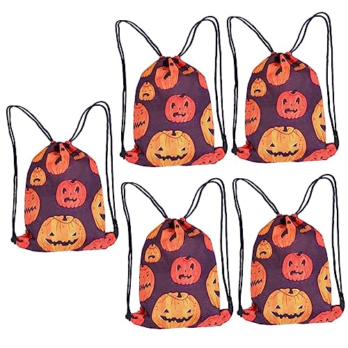 ABOOFAN 5 Stk Halloween-rucksack Halloween-trick Oder Süßes Oder Saures Süßigkeitentüten Halloween-goodie-bags Halloween-süßigkeitstüten Turnbeutel Damen Polyester Snack-paket Kordelzug von ABOOFAN