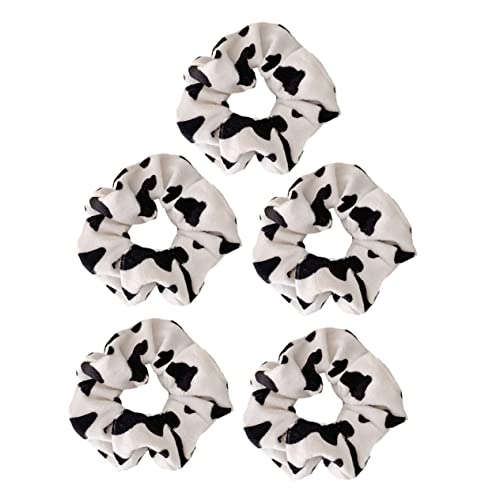 ABOOFAN 5st Haarring Kuh Haargummis Pferdeschwanz Haargummis Haarschleife Mit Kuhdruck Haarband Haartrockner Scrunchie Haargummis Schal Kuhhaar-accessoires Milch Damen Stoff Die Blase von ABOOFAN