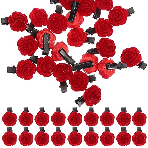 ABOOFAN 50 Stück Rosafarbene Haarspange Rote Haare Rosenblumenclips Haarnadel Mit Kamelienblüte Blumen Für Haare Frauen Kopfschmuck Rote Haarspangen Blumenhaar Acryl Rosenclip Braut von ABOOFAN