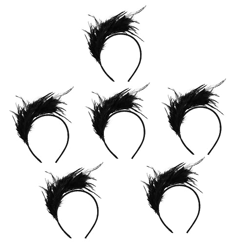 ABOOFAN 6 Stück Fotografie Hoop Plume Damen Elastisches Stirnband Schwarz Mardi Haarband Mit Für Hut Plüsch Vintage S Party Ball Geburtstag Gothic Halloween Derby Queen von ABOOFAN