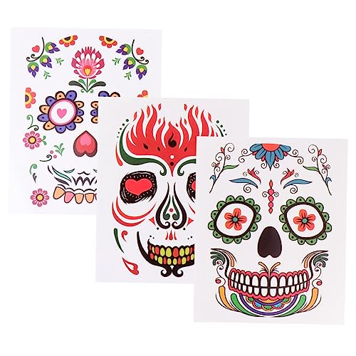 ABOOFAN 6st Halloween-gesichts-make-up-aufkleber Skelett-gesichtsaufkleber Totenkopf-tattoo-aufkleber Halloween-make-up-aufkleber Kind Lieferungen Wassertransferpapier Lustig von ABOOFAN