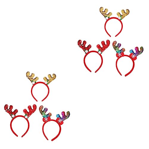 ABOOFAN 6 Stk Weihnachtsgeweih Stirnband Rotes Paillettenkleid Blumenkranz Stirnband Paillettenkleid Für Mädchen Weihnachts-stirnband Mit Pailletten Fee Kleid Rot Dekorationen Stoff Haar von ABOOFAN