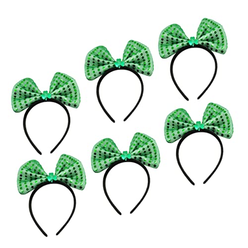 ABOOFAN Party Liefert Kopfschmuck 6st Kopfschmuck Festival-haarband Klee-haarreifen Bogen Haarreifen St. Patrick Day Stirnband Festival-haarreifen Yingschi Pailletten Irish Party Supplies von ABOOFAN