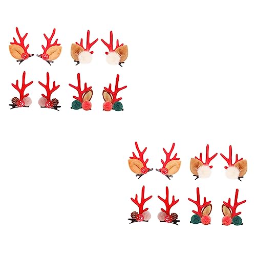 ABOOFAN 8 Paare Haarschmuck Für Kleinkinder Haarschmuck Für Mädchen Weihnachts-rentier-geweih-clips Haarspangen Für Mädchen Haarnadel Zu Weihnachten Outfits Niedlich Fräulein Schmücken von ABOOFAN