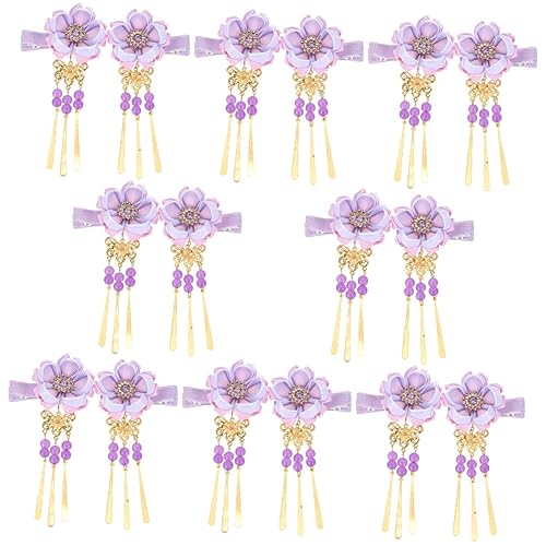 ABOOFAN Vintage-Haarspangen 8 Paare Haarnadel Haarschmuck Violett Kirsche Fräulein Quaste Bettwäsche Aus Baumwolle Dekorative Haarspangen von ABOOFAN