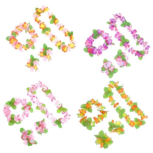 ABOOFAN 8 Sets Hawaii-Blumen-Stirnbänder Für Mädchen Mädchen-Accessoires Halsketten Für Mädchen Girlanden-Halskette Hawiianischer Lay-Hawaiian-Kopfschmuck Mädchen-Blumen-Stirnband von ABOOFAN