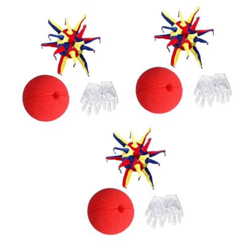 ABOOFAN 9 Stk Maskeradehandschuhe Narrenmütze Handschuhe für Kinder Fäustlinge für Kinder Cosplay-Partykleid Clown-Anzug Erwachsener Nase Kleidung Zubehör Männer und Frauen Clown-Hut von ABOOFAN