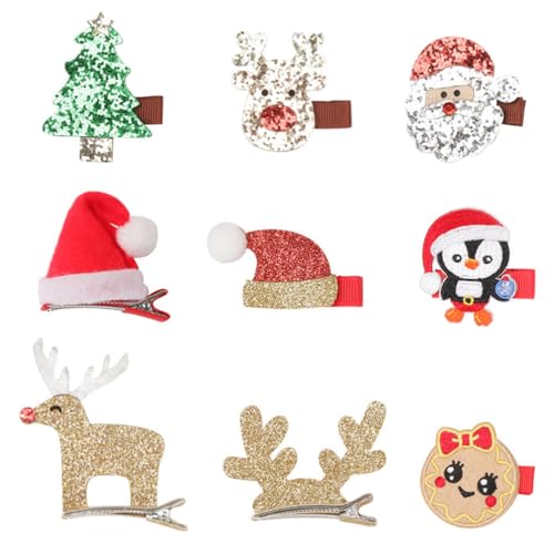 ABOOFAN 9st Weihnachtshaarspangen Für Kinder Weihnachtshaarnadeln Urlaub Haarnadeln Weihnachts-haarschmuck Haarspangen Für Weihnachtsfeiern Legierung Kleine Gummiband Mädchen von ABOOFAN