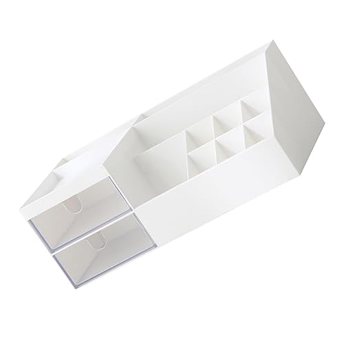 ABOOFAN kosmetische Aufbewahrungsbox Plastik Desktop-Stifthalter Make-up Pinsel Stifthalter für den Schreibtisch Desktop-Organizer-Container Mehrzweck Aufbewahrungskiste Schreibwaren Weiß von ABOOFAN