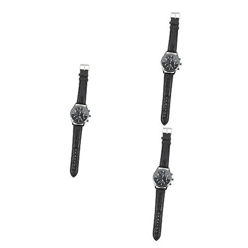 ABOOFAN 3 Stück Quarz-Armbanduhr Für Herren Chronographenzeiger Analoge Uhr Im Business-Stil Kalenderuhr von ABOOFAN