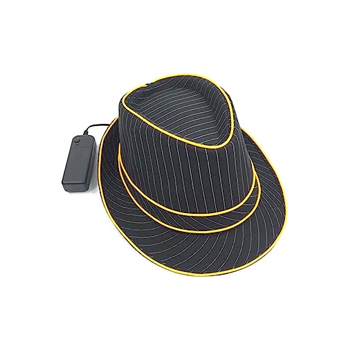 ABOOFAN LED Jazzhut Blitzhut Fedora für Männer und Damen Blinkender Hut mit Gelbem Licht 1,5v für Bühnenauftritte Kostümparty Halloween Maskenball von ABOOFAN