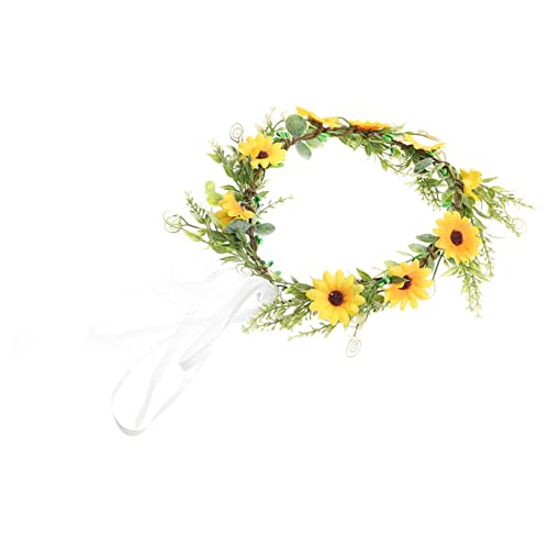 ABOOFAN Boho-Kranz Haargirlande Blumenstirnband mit Schleife für die Braut Blumenkranz hochzeitshaar schmuck haarschmuck Künstliche Blumengirlande Brautkopfschmuck für die Hochzeit von ABOOFAN