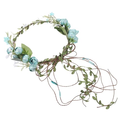 ABOOFAN Braut Blumen Haarband Blumen- Haargummis Für Mädchen Einstellbare Blumenkranz Floraler Haarkranz Vintage Blumen Haarband Fräulein Grüne Blätter Blumenmädchen Stoff von ABOOFAN