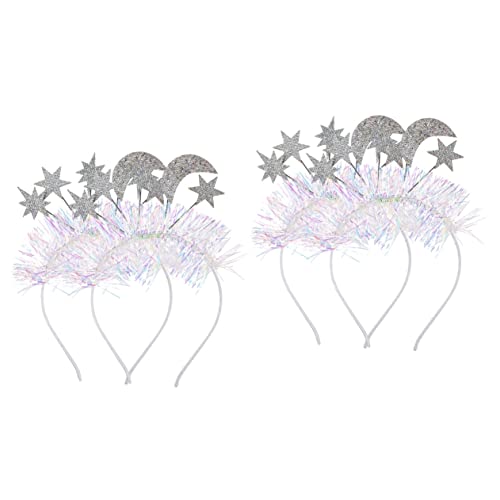 ABOOFAN 4 Stück Sterne Stirnband Haarschmuck für Mädchen Valentins-Stirnbänder für Erwachsene Haarbänder Tiara Kopfschmuck für Hochzeitsfeiern Valentinstag-Stirnbänder für Erwachsene Mond von ABOOFAN