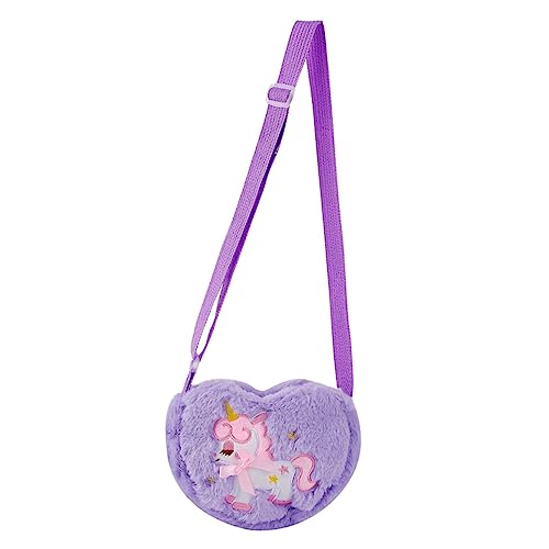 ABOOFAN Einhorn Umhängetasche Umhängetaschen Schultertasche Süße Umhängetasche Mit Tiermotiv Einhorn Tasche Für Mädchen Cartoon-Design-Tasche Kind Plüsch Behaart Geschenk Violett von ABOOFAN