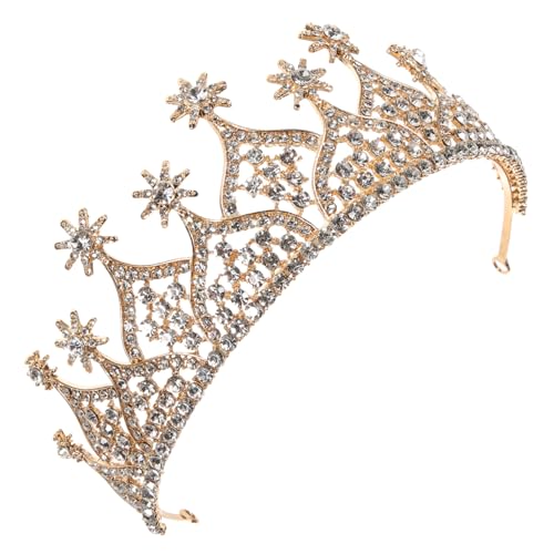 ABOOFAN Elegantes Braut Haarreif mit Funkelnden Strasssteinen Goldene Kopfbedeckung für Hochzeit Party Festival Leichter Bequemer Haarschmuck für Damen und Mädchen von ABOOFAN