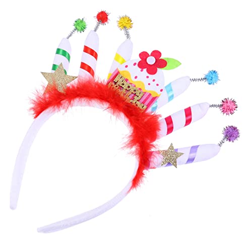 ABOOFAN Geburtstags-Stirnband Damen-Stirnbänder Weiße Kerzen Make-Up-Haarband Geburtstags-Haarband Geburtstagsparty-Zubehör Damen-Stirnband Party-Kopfband Haarband Kopfschmuck von ABOOFAN