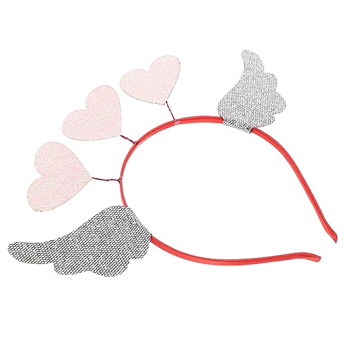 ABOOFAN Valentinstag Love Wings Stirnband Antennen-haarreifen Haarband Stirnband Mit Pailletten Rotes Herz-stirnband Romantische Haaraccessoires Original Design Damen Filzstoff Partybedarf von ABOOFAN