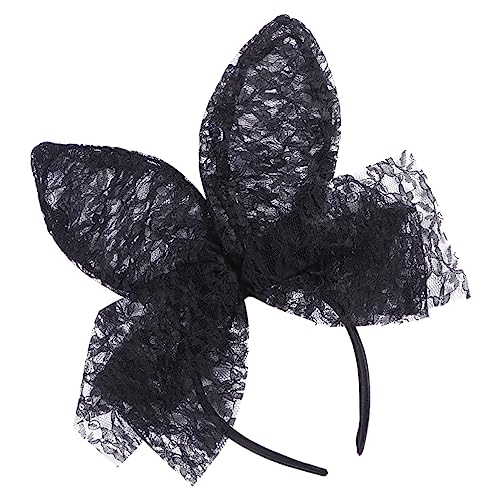 ABOOFAN 1stk Halloween-spitze-bogen-häschen-ohren-stirnband Haarbänder Für Damen Stirnbänder Für Damen Schwarz Haarband Mit Hasenohren Damen Stirnbänder Die Blumen Kleidung Fräulein von ABOOFAN