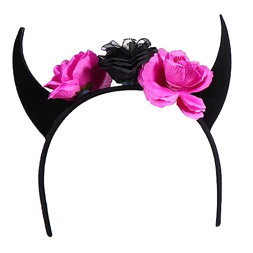 ABOOFAN Halloween Künstliche Horn Stirnband Make-up-stirnband Halloween-partybevorzugungsgeschenke Tag Der Toten Schwarz Teufels Haarreifen Rose Krepp Edelstahl Bilden von ABOOFAN