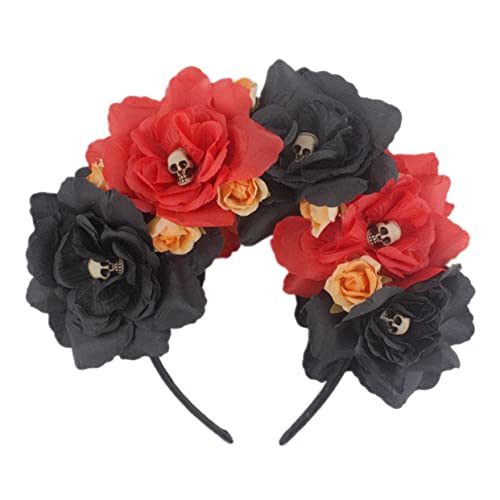 ABOOFAN Halloween-party-stirnband Schwarzes Rosen-stirnband Schwarzes Blumenstirnband Gothic-rosen-stirnband Mexikanische Haarblume Tag Der Toten Blumen Schwarze Rose Stoff Fräulein Mode von ABOOFAN