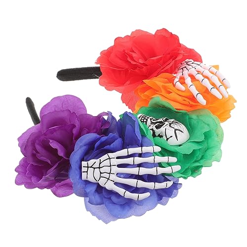 ABOOFAN Halloween-totenkopf-haarband Cosplay Stirnband Requisite Dekorative Stirnbänder Tag Der Toten Blumenkrone Haarbänder Für Erwachsene Erwachsener Polyester-kunststoff Kranz von ABOOFAN